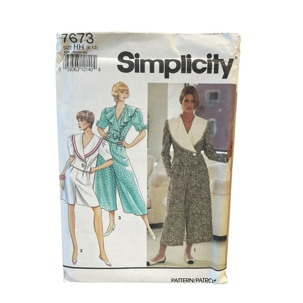 Simplicity Pattern 7673 Misses Size HH 6-12 Culottes Top 1991 Vintage Uncut